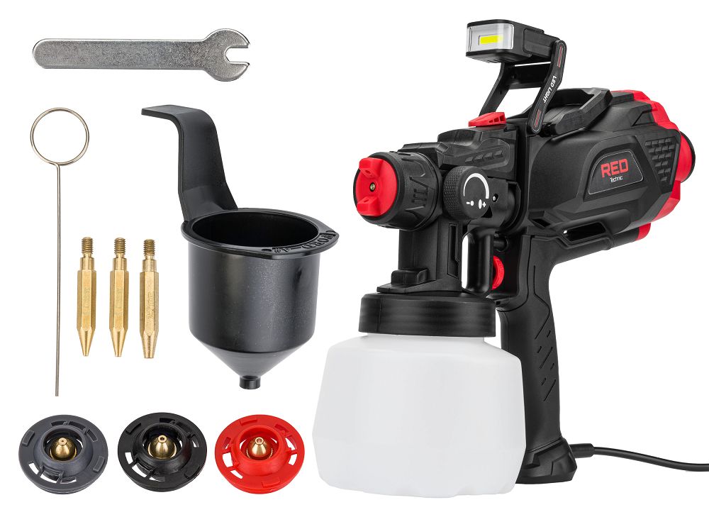 Stříkací pistole RED TECHNIC RTPDM0020 – obsah balení