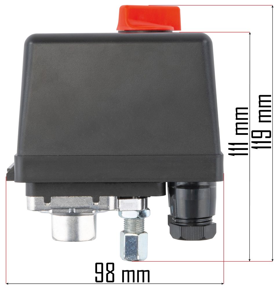 Tlakový spínač Powermat PM-KO-24L-50L-WY – rozměrový výkres