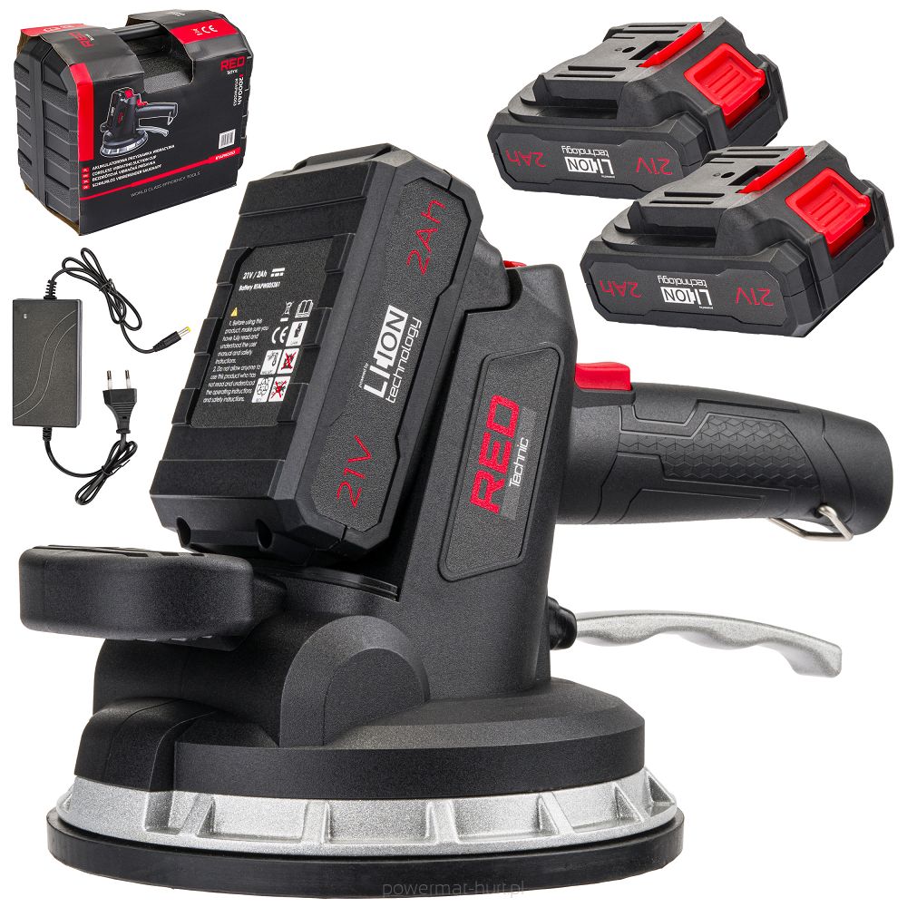 Vibrační přísavka AKU 21V Red Technic RTAPW0053 – celkový pohled