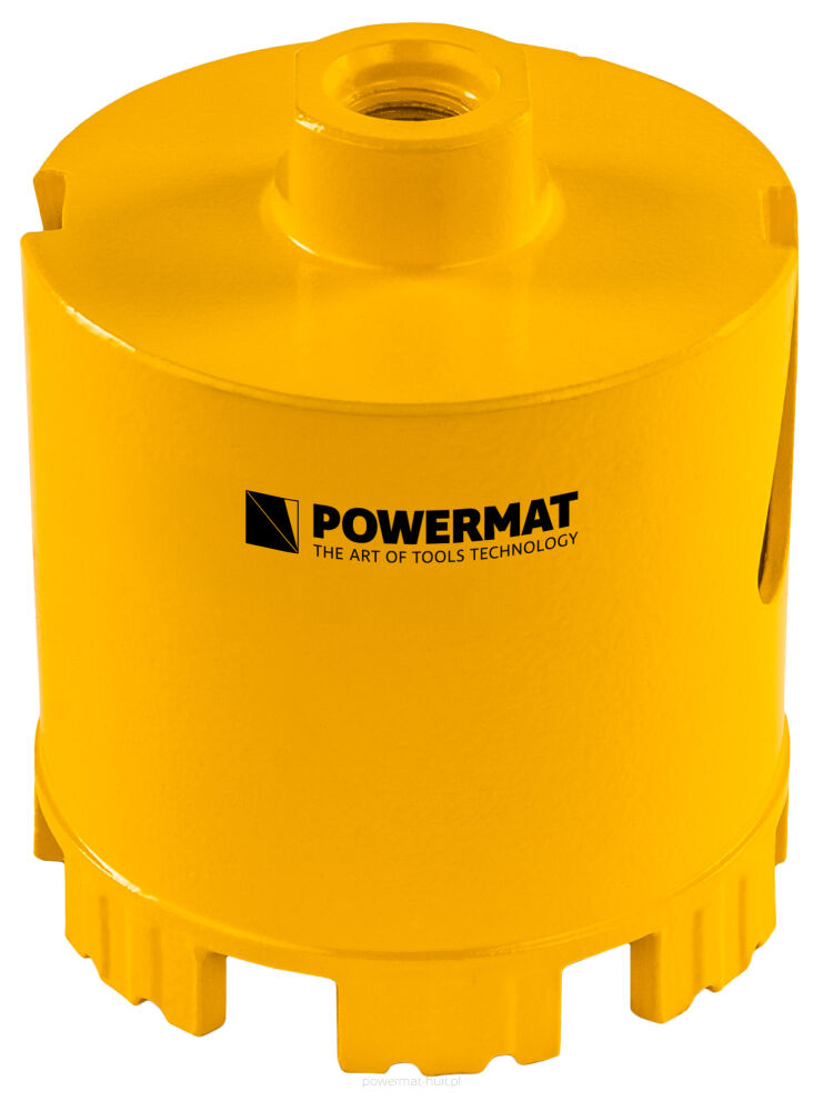 Diamantová korunková vrtací korunka Powermat 83 mm M14 — pohled na korunku a diamantové segmenty