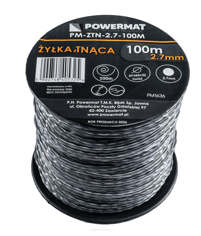 Žací struna Powermat PM1636 — čtvercový průřez 2,7 mm na špulce