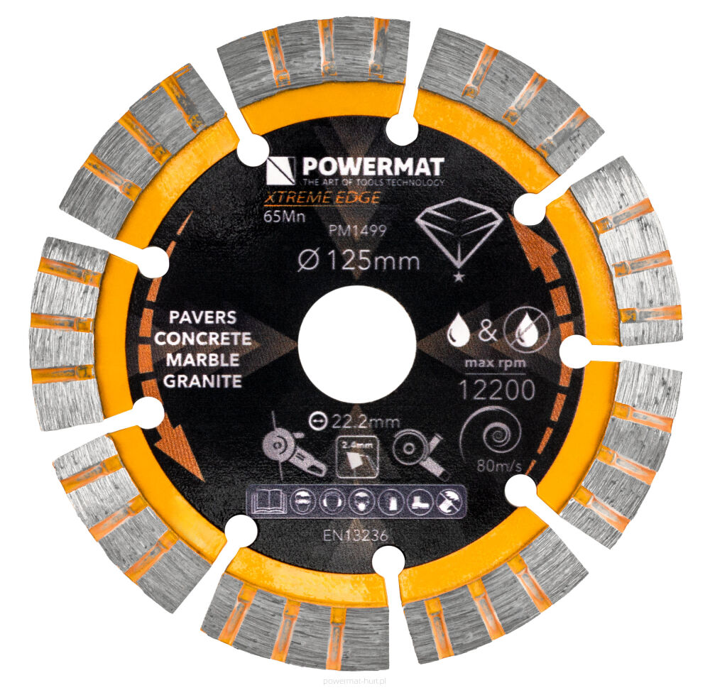Diamantový segmentový kotouč 125 mm Powermat Extreme Edge – celkový pohled