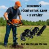 Benzinový půdní vrták 3,8Kw + 3 vrtáky (10,15,20)