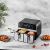 Bezolovnatá fritéza airfryer 9 l 2500 W s dvojitými komorami a lcd displejem