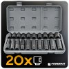 Sada rázových hlavic HEX 1/2" 20 ks 10-19mm Cr-V