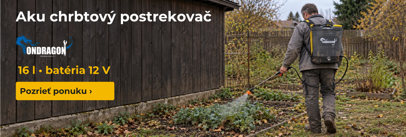 Akumulátorový chrbtový postrekovač ONDRAGON 16 l s batériou 12 V pri práci v záhrade