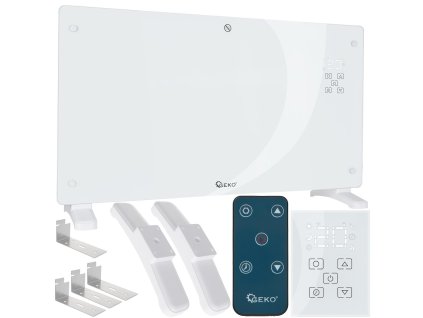 55062 bily skleneny konvektorovy radiator s lcd displejem dalkovym ovladanim a wifi 2500 w 1