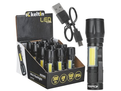 61803 mini takticka svitilna led cob 10 w 500 mah 500 lm ipx5 vystavni karton 12 96