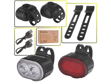73218 vodotesna usb cyklisticka lampa ipx4 sada predni zadni 120