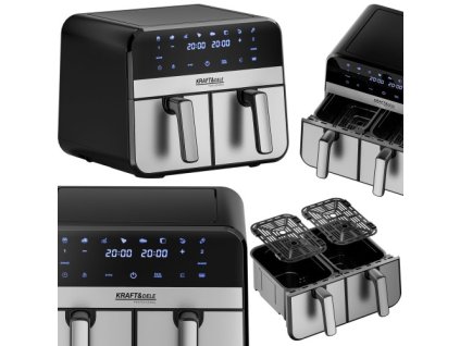 Bezolovnatá fritéza 9 l 2500 W s dvojitými komorami a lcd displejom