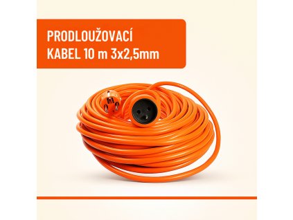 Predlžovací kábel 10 m, 1 ks zásuvka, 3x2,5 mm