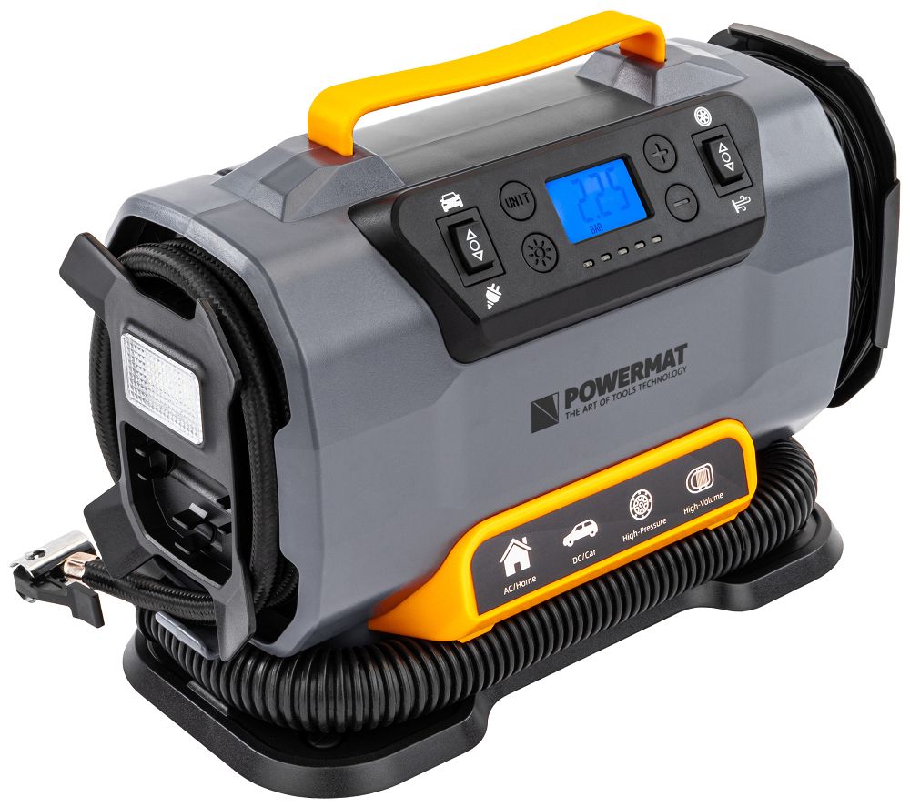 Kompresor 1200 W / 12 V-230 V PowerMat PM-KB-150T – univerzální auto a domáci použitie