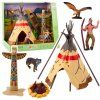 49542 2 sada indianske figurky vesnice indiani stan tipi kajak totem