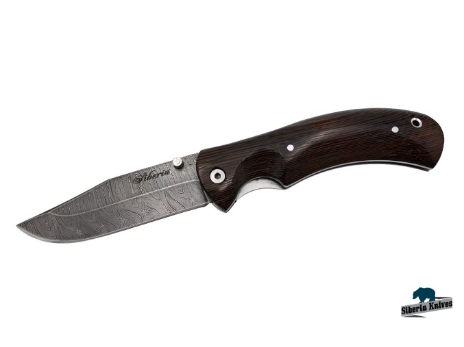 Zavírací ručně kovaný nůž z damašku Vlkodav
