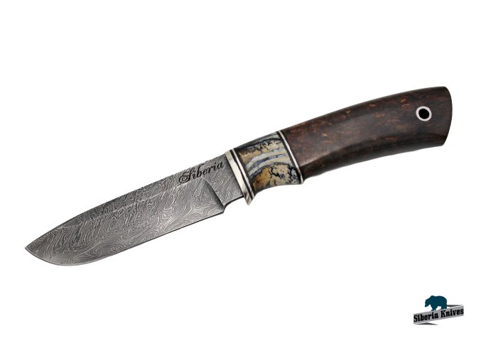Damaškový lovecký nůž s mamutovinou - Mamut II