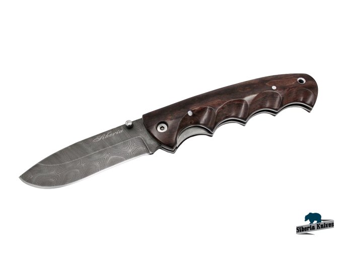 Zavírací ručně kovany nůž z damašku Baribal