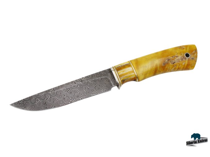 Damaškový lovecký nůž s mamutovinou - Mamut X2 Yellow