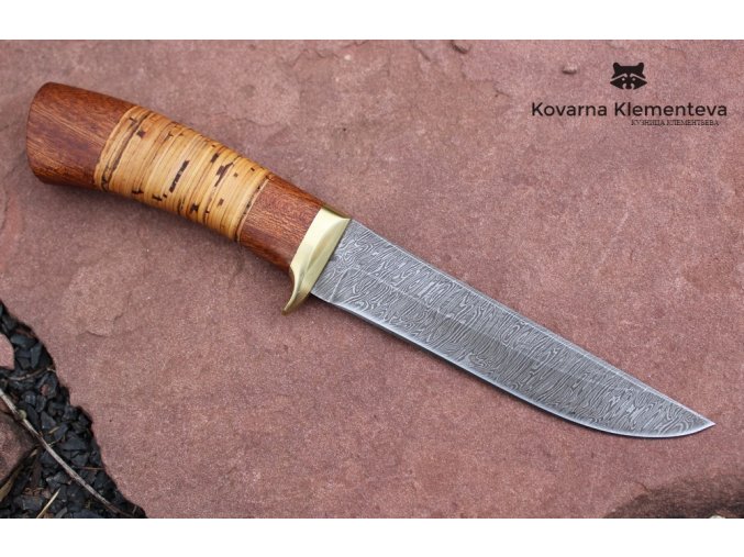 Nůž z damascénské oceli Mangusta - mahagon, bříza