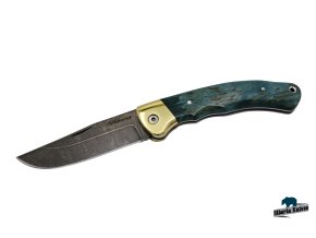 Zavírací ručně kovaný nůž z damašku Páv