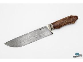 Lovecký nůž z damascenské oceli Pčak - karelská bříza