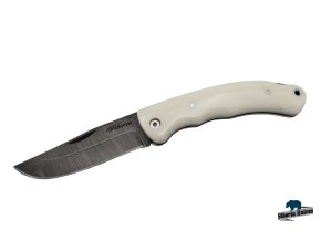 Zavírací ručně kovaný nůž z damašku White bear