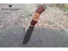 Lovecký nůž z damascénské oceli Ančar - mahagon, bříza