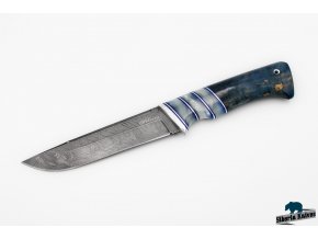 Lovecký nůž z damaškové oceli Modrá Perla