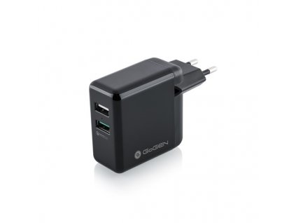 Nabíječka do sítě GoGEN ACHQ 203, 2x USB, 2,4A s funkcí rychlonabíjení QC 3.0 (18W) - černá