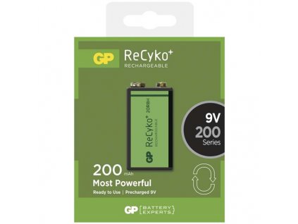 Baterie nabíjecí GP ReCyko+ 9V. 200mAh, Ni-MH, krabička 1ks