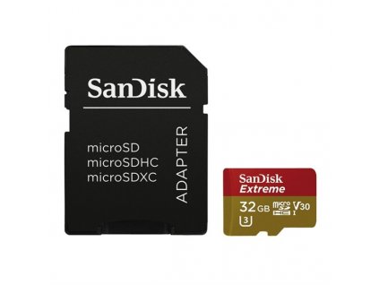Paměťová karta Sandisk Micro SDHC Extreme AC 32GB UHS-I U3 (90R/45W) + adaptér