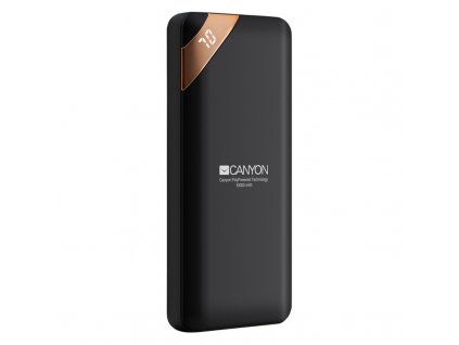 Powerbank Canyon PB-102B, 10000 mAh, USB-C, s digitálnim displejem - černá