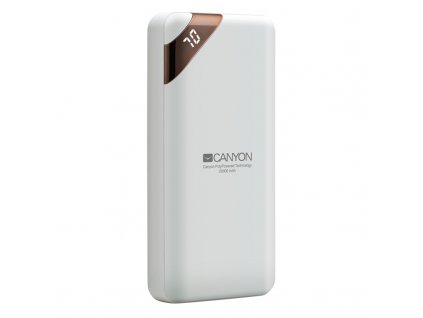 Powerbank Canyon PB-20W, 20000 mAh, USB-C, s digitálnim displejem - bílá