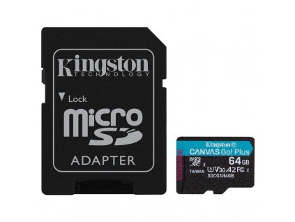 Paměťová karta Kingston Canvas Go! Plus MicroSDXC 64GB UHS-I U3 (170R/70W) + adaptér