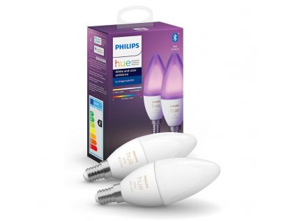 Chytrá žárovka Philips Hue Bluetooth, 6W, E14, White and Color Ambiance, 2ks