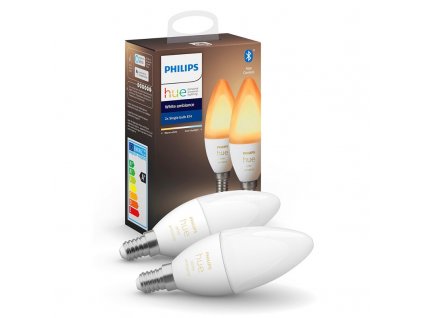 Chytrá žárovka Philips Hue Bluetooth, 6W, E14, White Ambiance, 2ks