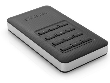 Externí SSD Verbatim Store 'n' Go 256GB, s numerickou klávesnicí pro šifrování - stříbrný/šedý