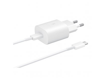 Nabíječka do sítě Samsung USB-C, 25W, bez kabelu - bílá