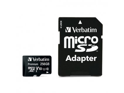 Paměťová karta Verbatim Premium microSDXC 256GB UHS-I V10 U1 (90R/10W)+ adaptér
