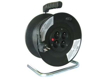 Kabel prodlužovací na bubnu Solight 4 zásuvky, 50m, 3x 1,5mm2 - černý