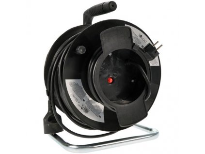 Kabel prodlužovací na bubnu Solight 1 zásuvka, 50m, 3x 1,5mm2 - černý