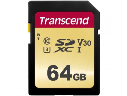 Paměťová karta Transcend 500S SDXC 64GB UHS-I U3 (Class 10) (95R/60W)