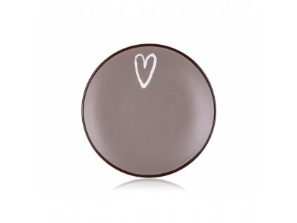 Keramický dezertní talíř BANQUET Heart 19 cm hnědý