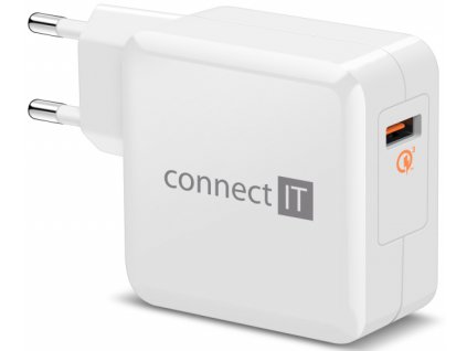 Nabíječka do sítě Connect IT InCarz, 1x USB (3A), s funkcí rychlonabíjení QC 3.0 - bílá