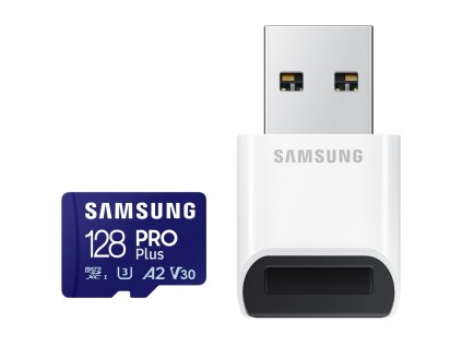Paměťová karta Samsung Micro SDXC PRO Plus 128GB UHS-I U3 (180R/130W) + USB adaptér