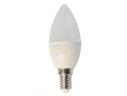 Žárovka LED Tesla svíčka, E14, 6W, teplá bílá
