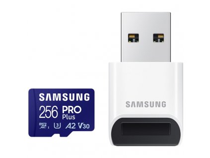 Paměťová karta Samsung Micro SDXC PRO Plus 256GB UHS-I U3 (180R/130W) + USB adaptér