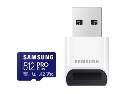 Paměťová karta Samsung Micro SDXC PRO Plus 512GB UHS-I U3 (180R/130W + USB adaptér