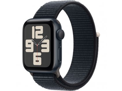 Chytré hodinky Apple Watch SE 2023 GPS 44mm pouzdro z temně inkoustového hliníku - temně inkoustový provlékací sportovní řemínek