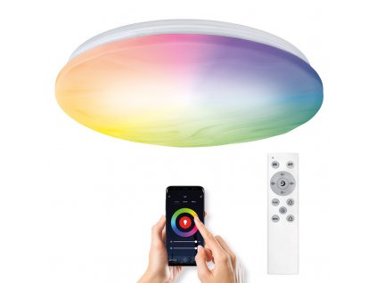 Stropní svítidlo Solight LED smart Wave, 30W, 2300lm, Wi-Fi, RGB + CCT, dálkové ovládání