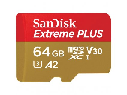 Paměťová karta SanDisk Micro SDXC Extreme Plus 64GB UHS-I U3 (200R/90W) + adaptér
